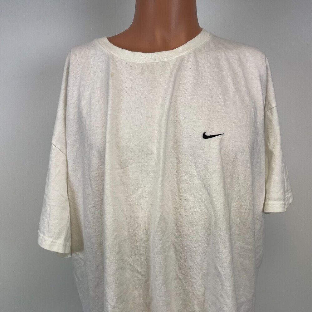 Vintage Nike Basic T Shirt Mens Size 2XL White Embroidered Swoosh Logo Y2K - Picture 1 of 4